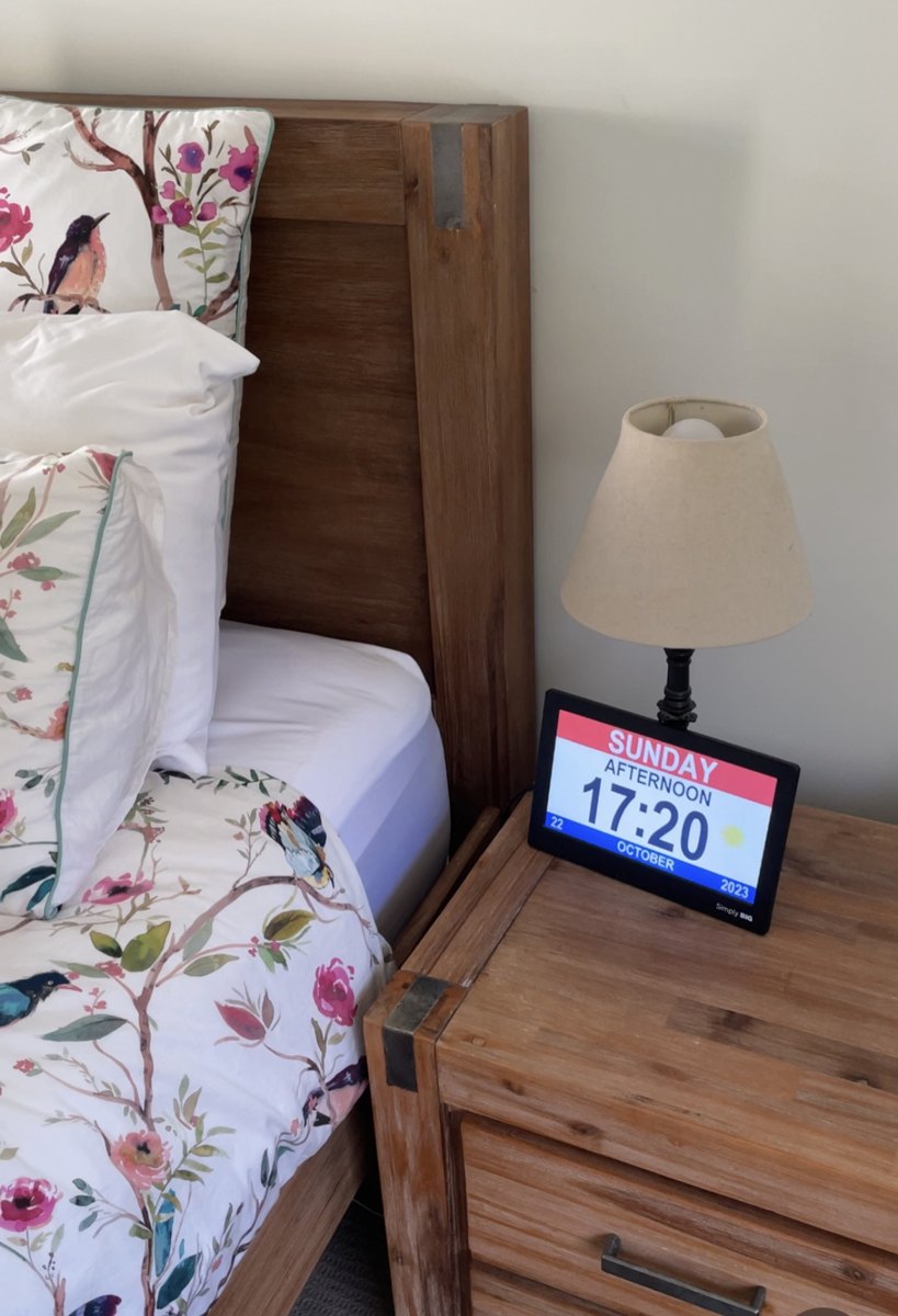 Clock on a bedside table